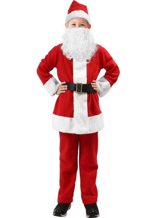 SuBleer Kids Santa Costume-6Pcs,Festive Christmas Santa Suit for Children,Boys Halloween Cosplay Costume with Accessories - Image 1
